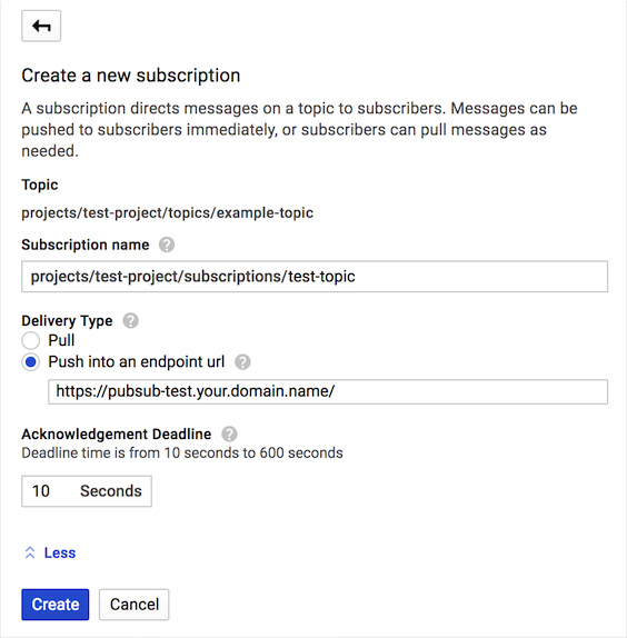 Create Push Subscription Endpoint